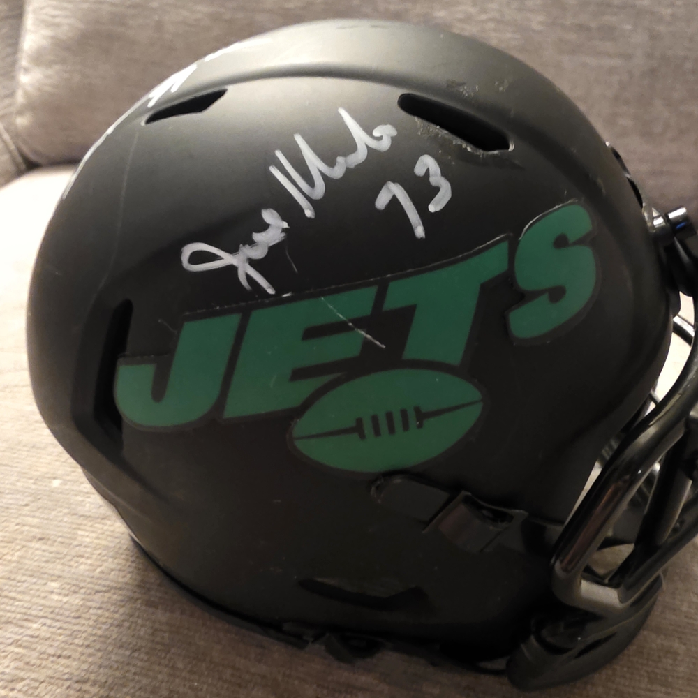 📣HP📣"Sack Exchange" NY Jets Signed Mini Football Helmet